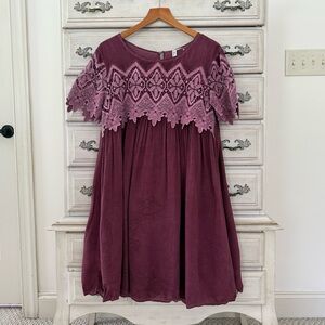 Vici Mauve Lace Detail Dress